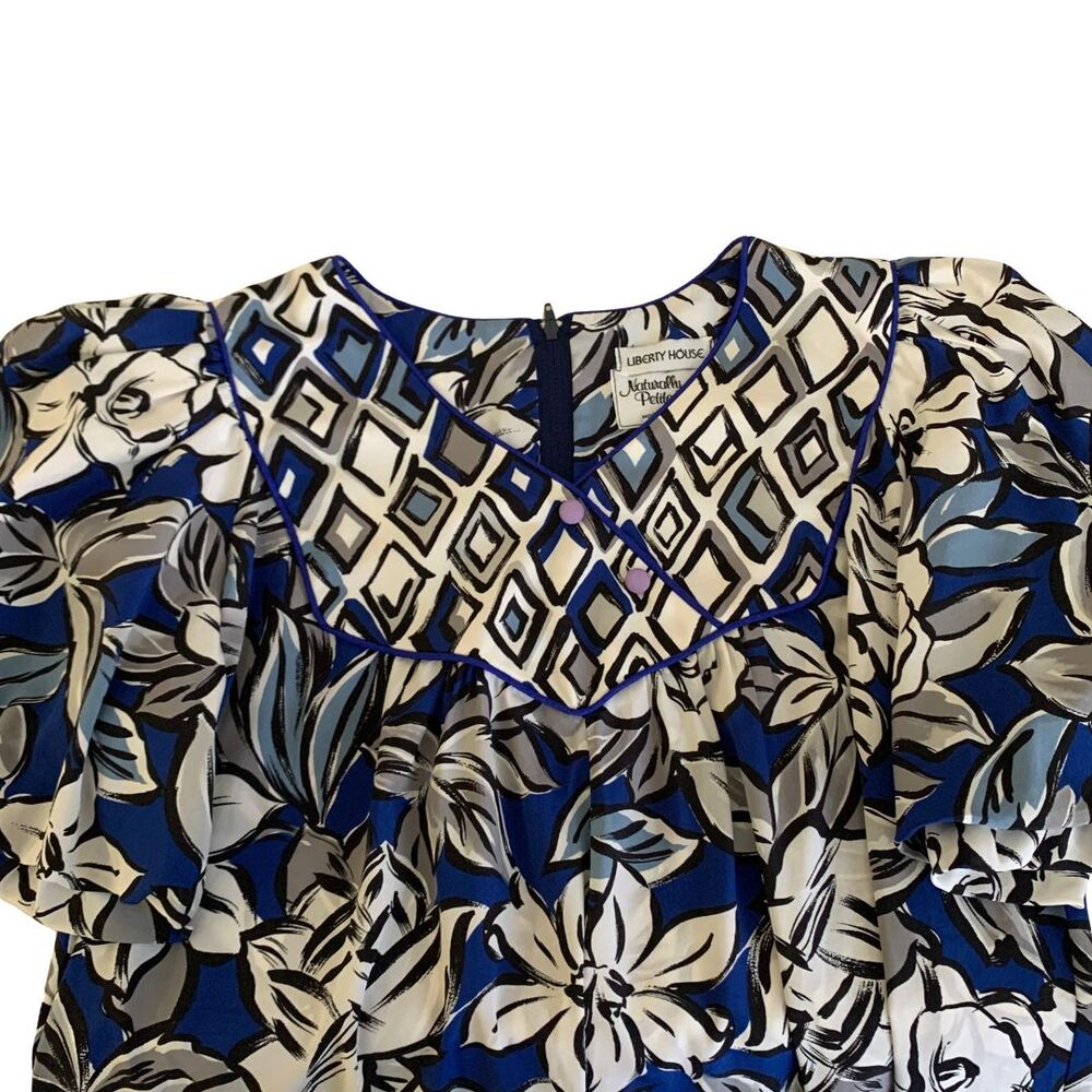 Vintage Liberty House Hawaiian Muu Muu Dress Naturally Petite Blue Floral - Picture 4 of 12